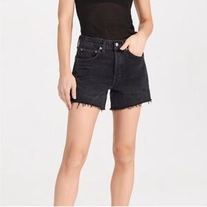 Agolde Parker long shorts in 'Fright' (black denim). Size 27.